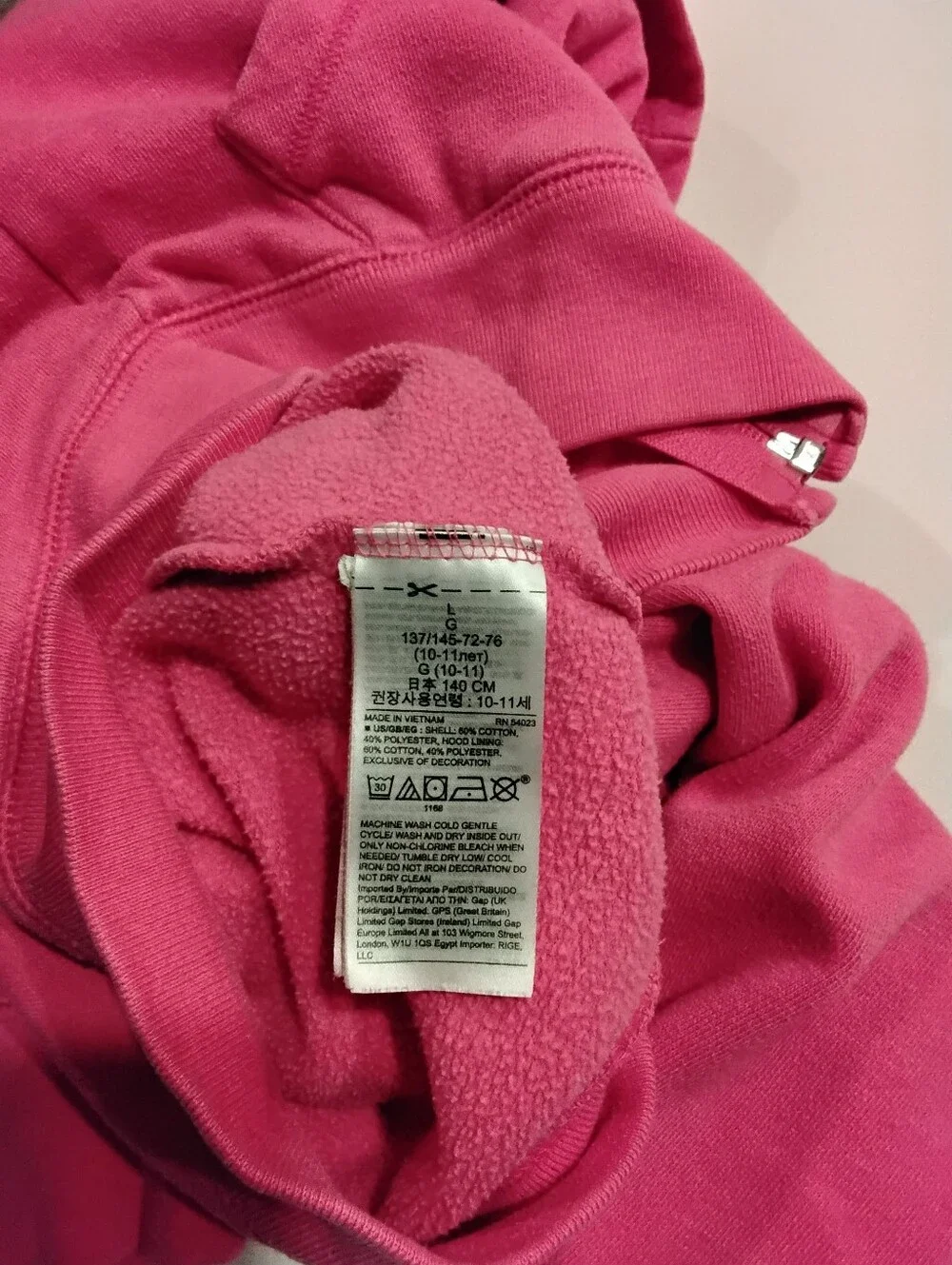 GAP Kids Hot Pink Zip-Up Hoodie with White Logo